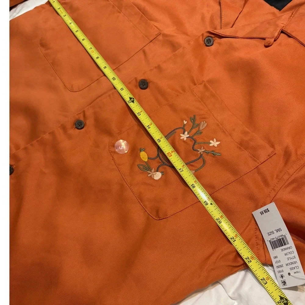 Pacsun Crimson Pub Graphic Button Up Shirt Orange Long Sleeve Men's Size S